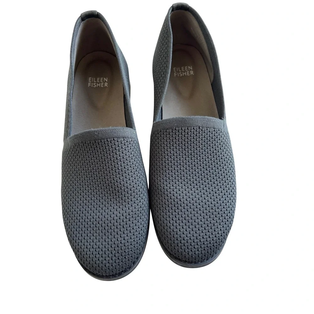 Eileen Fisher Womens Gray Knit Slip On Loafers Flats‎ Shoes Size 8